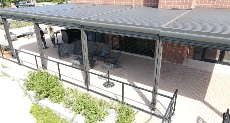 Pergola with Motorized Louvers Makes a Perfect Remote Workspace